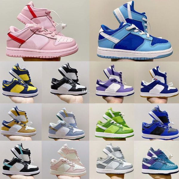 kids shoes designer low sb dunke boys girls dead bears sneakers triple pink blue chunky panda toddler skateboard trainers kid shoe, Black